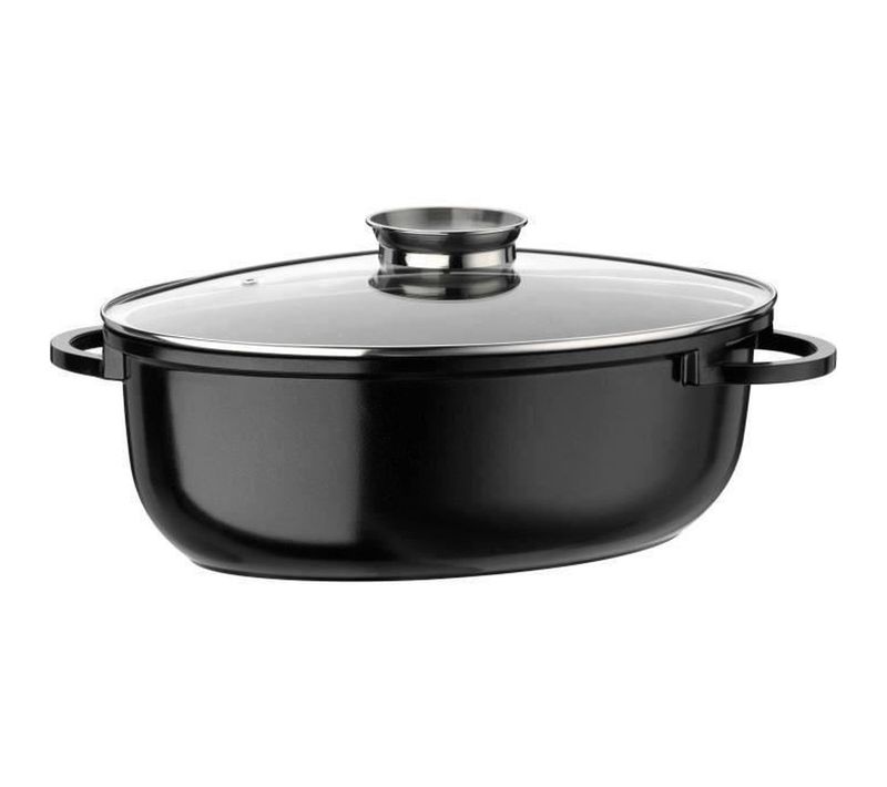 Cocotte Ovale 8,5 L Fonte D'aluminium, Revêtement Céramique Greblon, Couvercle Aroma