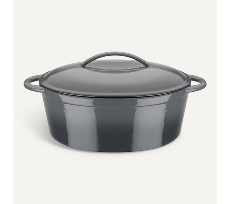 Cocotte Ovale En Fonte 33 X 25 Cm 7 L - Intérieur Émaillé, Induction