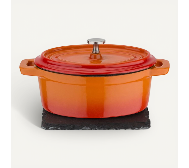 Mini Cocotte Ovale 0,2 L - Fonte D'acier, Intérieur Émaillé, Compatible Induction
