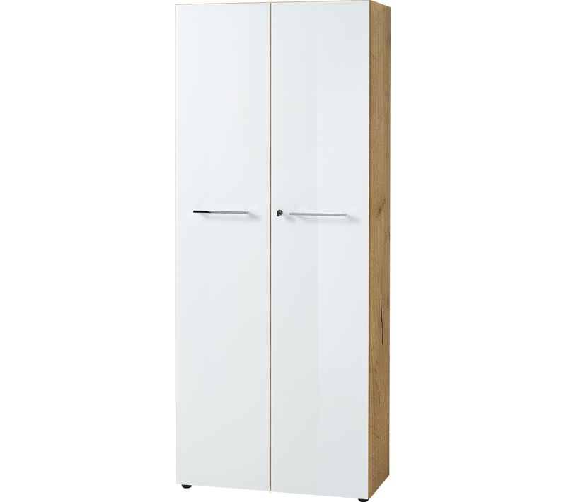 Armoire De Bureau Deux Portes 196 Cm Blanche Et Aspect Chêne Next