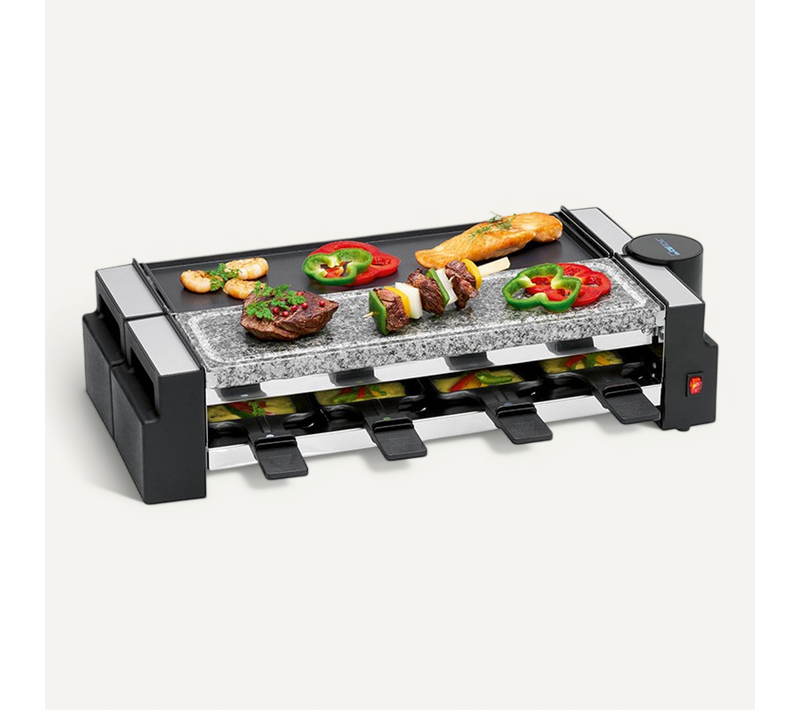 Raclette Gril Avec Pierre Chaude 8 Personnes Rg 3678 Noir