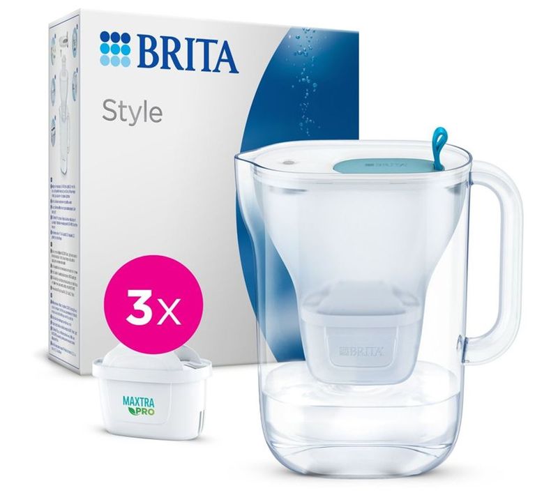 Carafe Filtrante Style Bleue 2,4 L (1,4 L Filtrée) Avec Cartouches Maxtra Pro