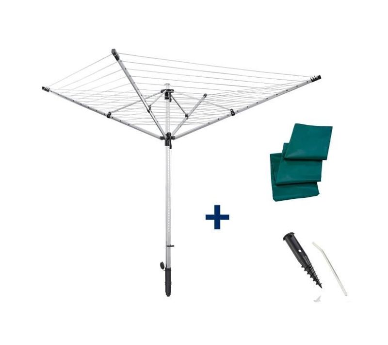 Séchoir Parapluie Linolift 600 Quickstart 85282, Étendoir 60m D'étendage, Housse Et Douille, Gris