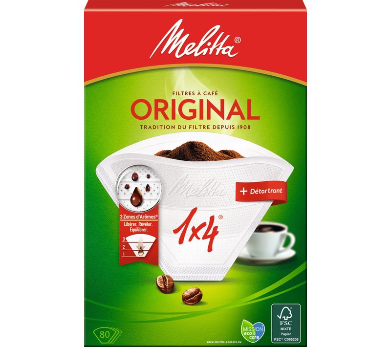 Filtre à café MELITTA 1x4/80 blanc + détartant bio