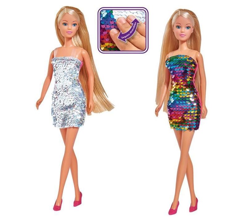 Poupée Steffi Love Robe Paillettes Sequins Argent