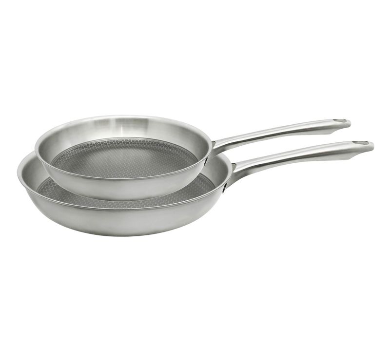 Set De 2 Poêles 24 Et 28 Cm En Acier Inoxydable Et Revêtement Sans Pfas