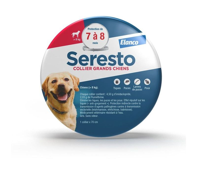 Collier Anti-puces Et Anti-tiques 70 Cm – Grand Chien >8 Kg, 7–8 Mois