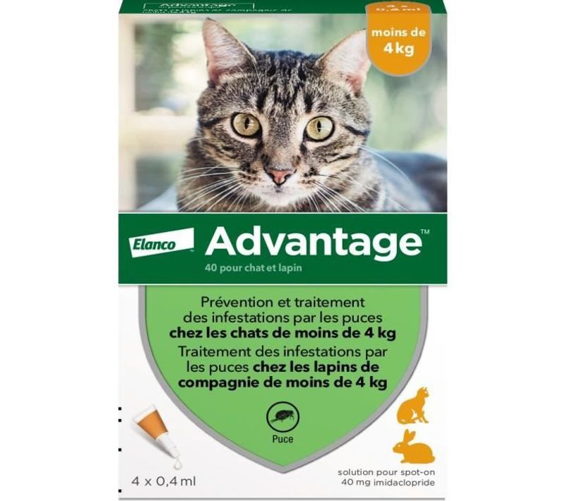 Solution Antipuce Chat Lapin 1 à 4kg 4 Pipettes