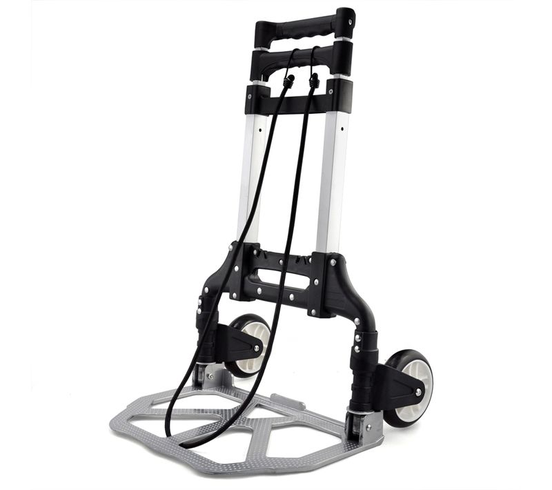Diable Pliant Chariot De Transport En Aluminium Réglable En Hauteur Avec Bandes Élastique