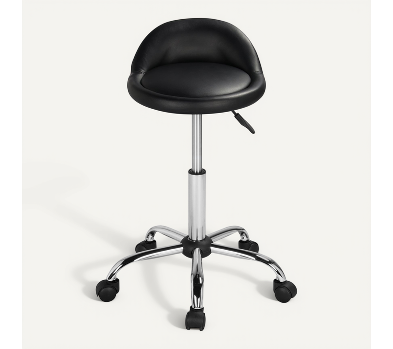 Tabouret De Bar Bureau Chaise dactylo Pivotant En Similicuir Réglable En Hauteur, Noir
