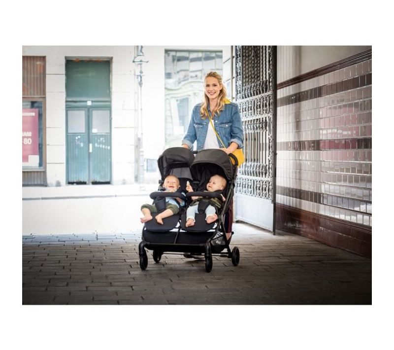 Poussette Double - Swift X Duo - 4 Roues - Pliage à 1 Main - Noir