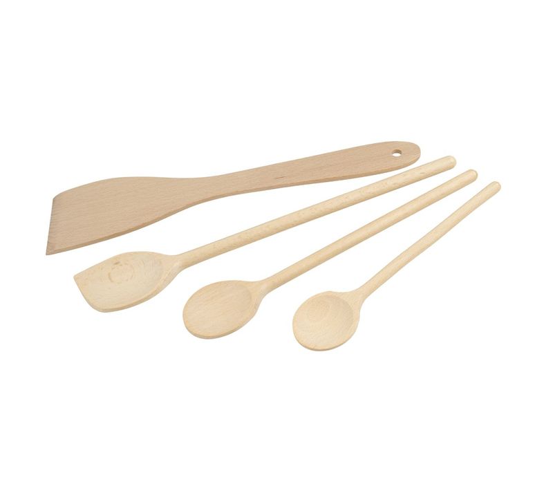 Set De 4 Ustensiles De Cuisine En Bois Fsc Fackelmann Nature