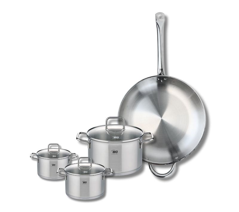 Set De 1 Poêle De Cuisson 32 Cm Et 3 Faitouts 12, 16 Et 20 Cm Elo Profi Citrin