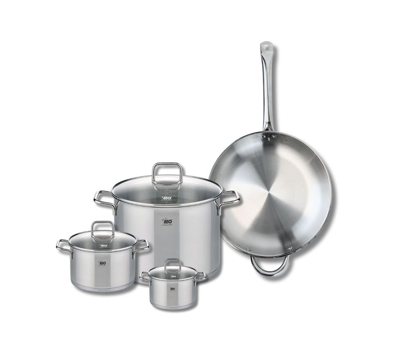 Set De 1 Poêle De Cuisson 32 Cm Et 3 Faitouts 12, 16 Et 26 Cm Elo Profi Citrin