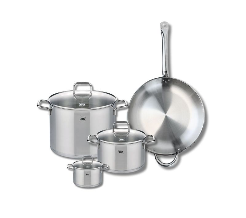 Set De 1 Poêle De Cuisson 32 Cm Et 3 Faitouts 12, 20 Et 26 Cm Elo Profi Citrin