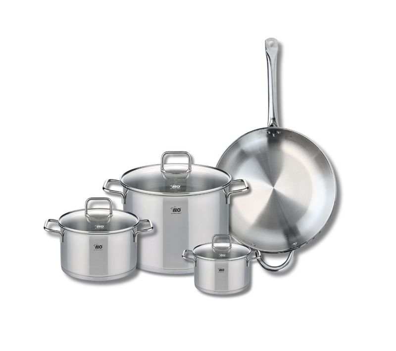 Set De 1 Poêle De Cuisson 32 Cm Et 3 Faitouts 14, 20 Et 26 Cm Elo Profi Citrin