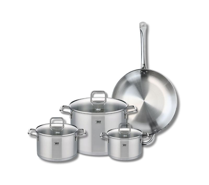 Set De 1 Poêle De Cuisson 32 Cm Et 3 Faitouts 16, 20 Et 26 Cm Elo Profi Citrin