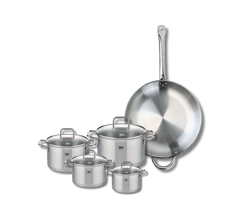 Set De 1 Poêle De Cuisson 32 Cm Et 4 Faitouts 12, 14, 16 Et 20 Cm Elo Profi Citrin