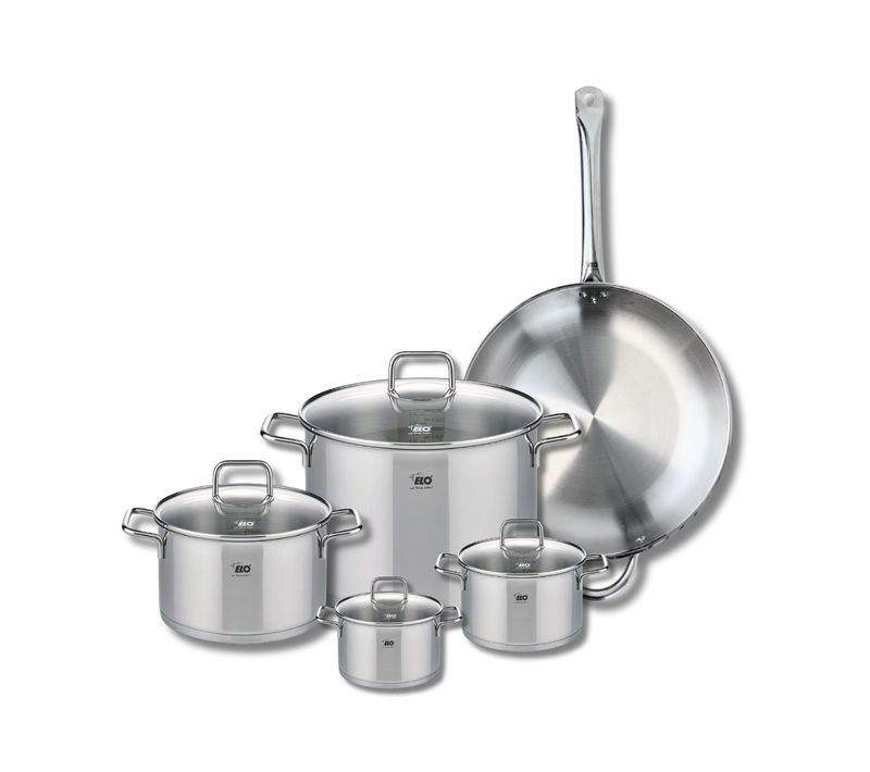 Set De 1 Poêle De Cuisson 32 Cm Et 4 Faitouts 12, 14, 20 Et 26 Cm Elo Profi Citrin