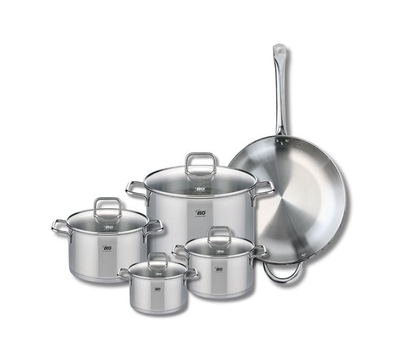 Set De 1 Poêle De Cuisson 32 Cm Et 4 Faitouts 14, 16, 20 Et 26 Cm Elo Profi Citrin