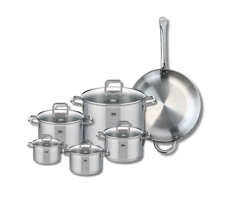 Set De 1 Poêle De Cuisson 32 Cm Et 5 Faitouts 12, 14, 16, 20 Et 26 Cm Elo Profi Citrin