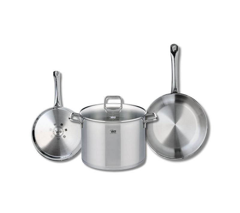 Set De 2 Poêles De Cuisson 24 Et 28 Cm Et 1 Faitout 26 Cm Elo Profi Citrin