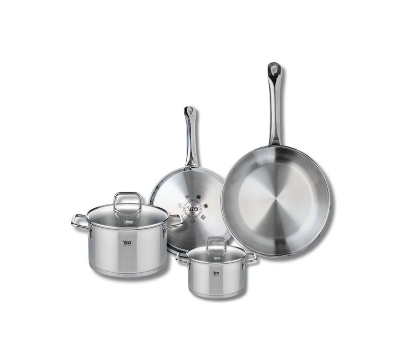 Set De 2 Poêles De Cuisson 24 Et 28 Cm Et 2 Faitouts 14 Et 20 Cm Elo Profi Citrin