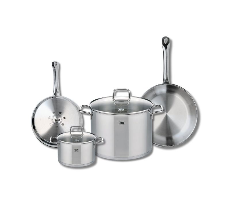 Set De 2 Poêles De Cuisson 24 Et 28 Cm Et 2 Faitouts 16 Et 26 Cm Elo Profi Citrin