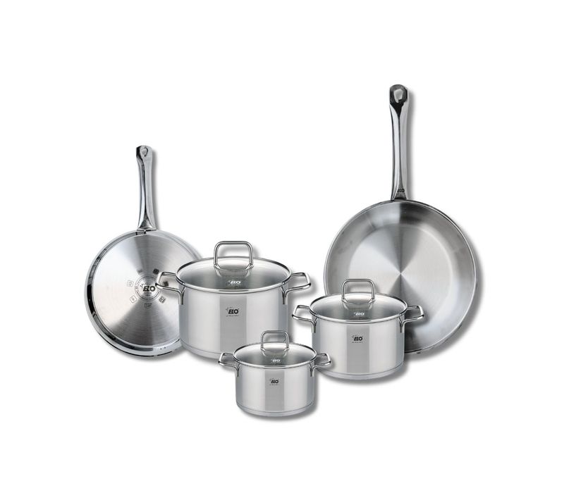 Ensemble De 2 Poêles De Cuisson 24 Et 28 Cm Et 3 Faitouts 14, 16 Et 20 Cm Elo Profi Citrin