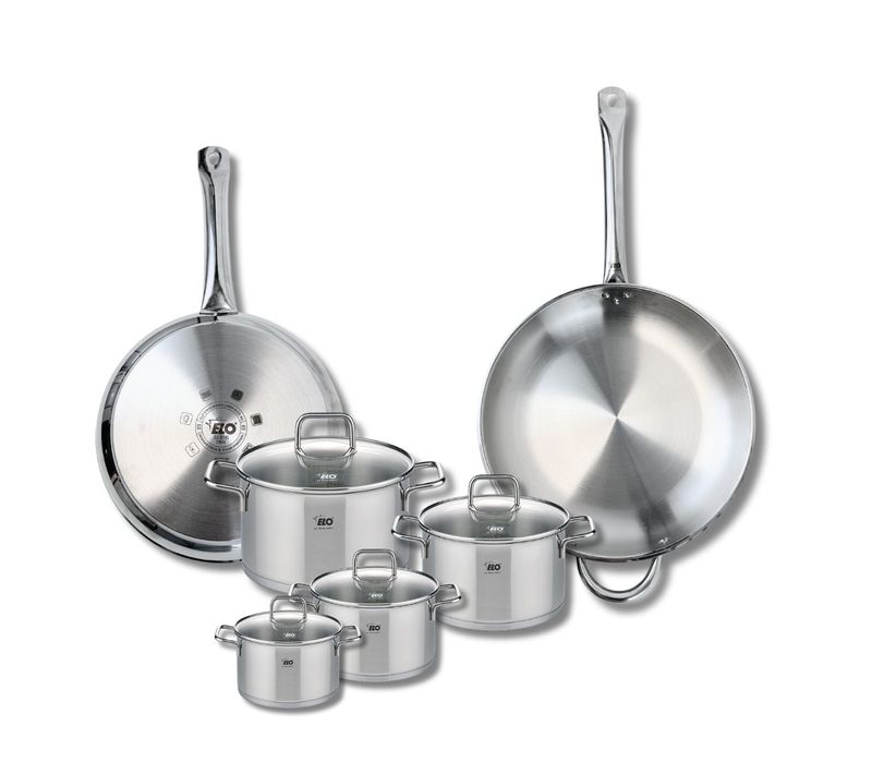Ensemble De 2 Poêles De Cuisson 28 Et 32 Cm Et 4 Faitouts 12, 14, 16 Et 20 Cm Elo Profi Citrin