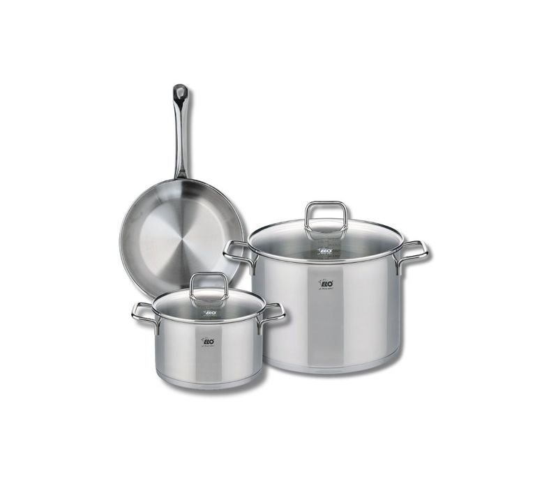 Ensemble De 1 Poêle De Cuisson 24 Cm Et 2 Faitouts 20 Et 26 Cm Elo Profi Citrin