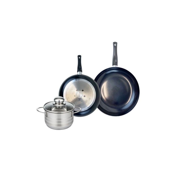 Ensemble De 2 Poêles De Cuisson 20 Et 24 Cm Et 1 Faitout 14 Cm Elo Prima Brillant