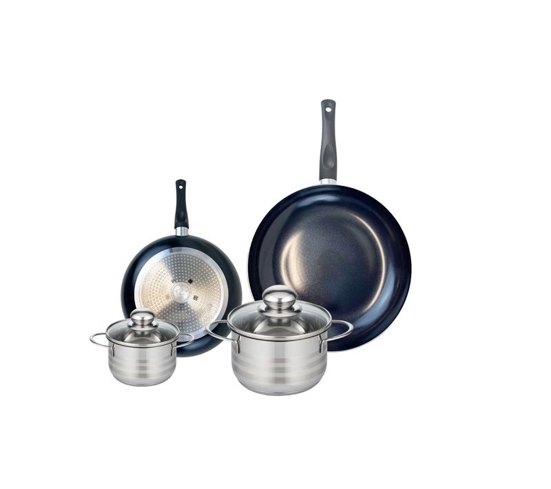 Ensemble De 2 Poêles De Cuisson 20 Et 28 Cm Et 2 Faitouts 12 Et 16 Cm Elo Prima Brillant