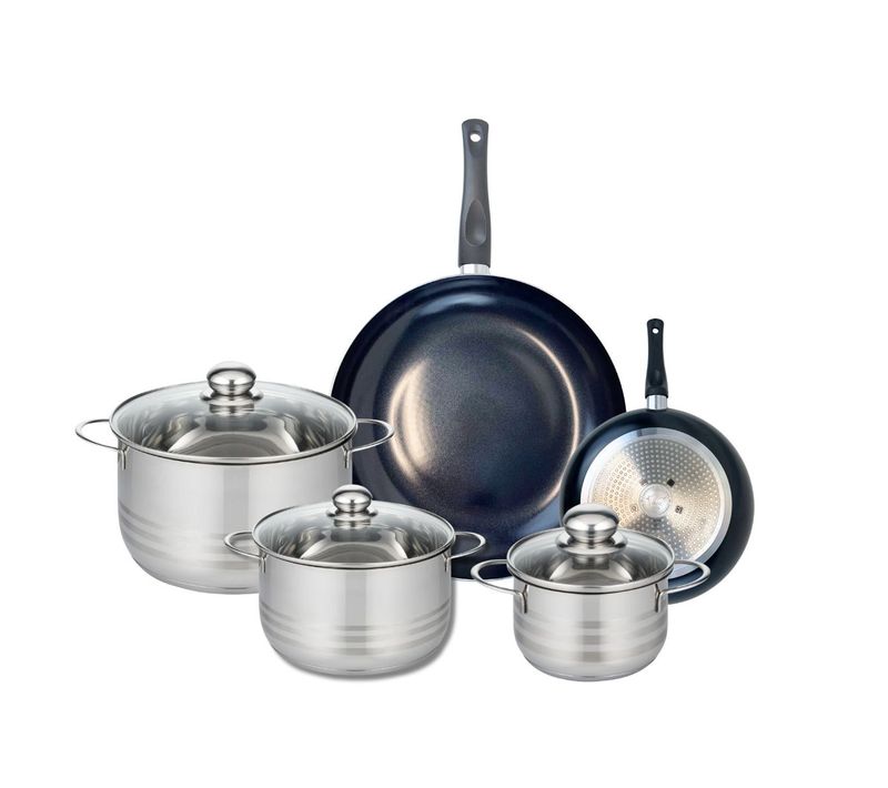 Ensemble De 2 Poêles De Cuisson 20 Et 32 Cm Et 3 Faitouts 16, 20 Et 24 Cm Elo Prima Brillant