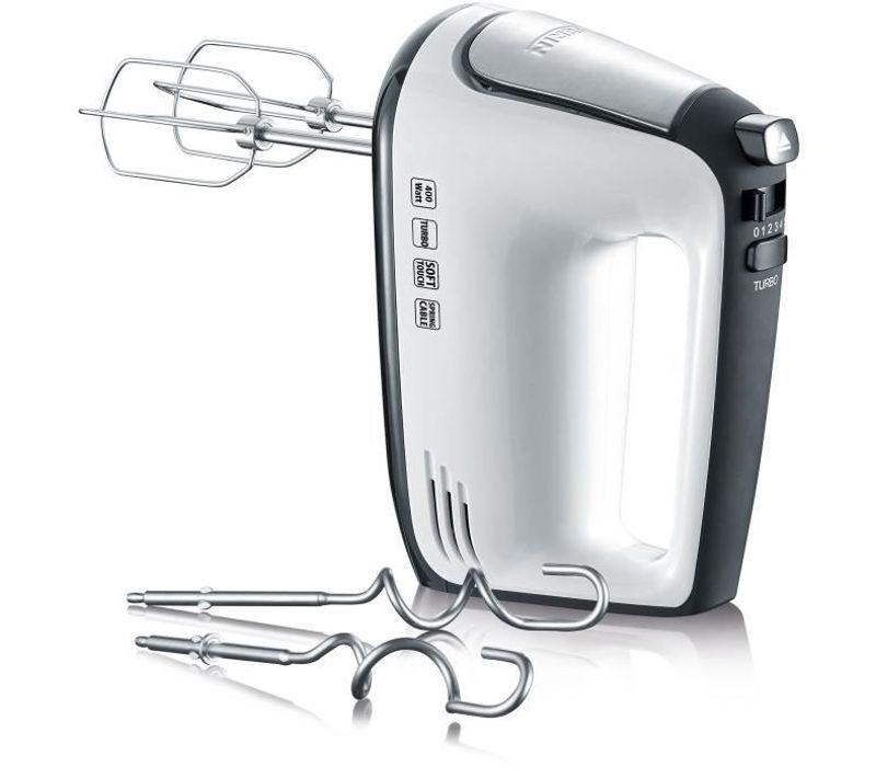 Batteur Électrique Hm3830 - 5 Vitesses + Fonction Turbo, 1 600 Tours/min, 2 Fouets Et Crochets Inox