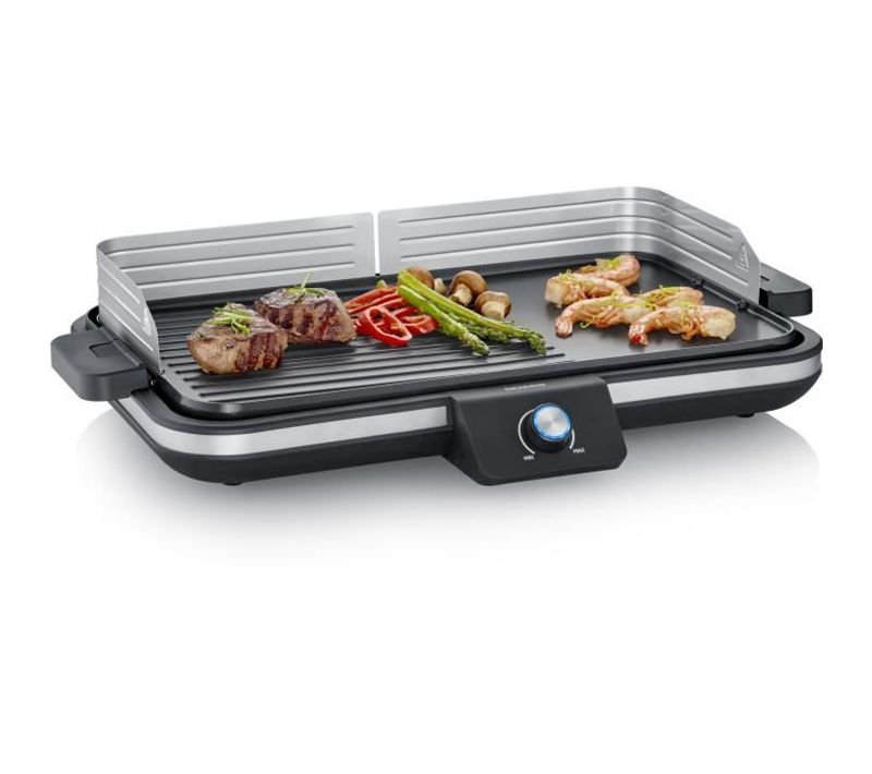 Plancha Réglable Jusqu'a 230°c - Pg8564 - Plaque Amovible Antiadhésive - Gril Électrique - Noir