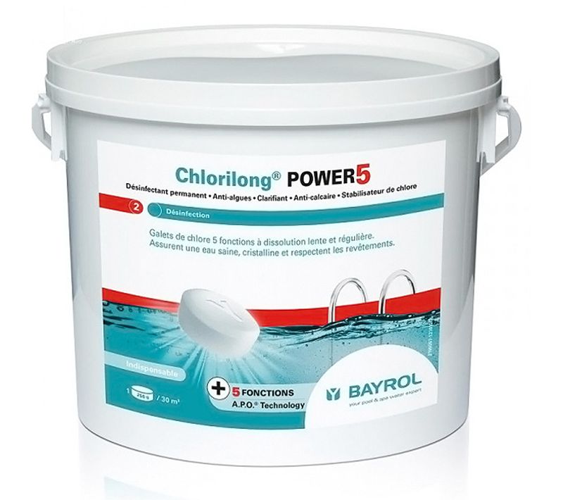Chlore Lent 5 Fonctions Galet 5kg Chlorilong Power 5