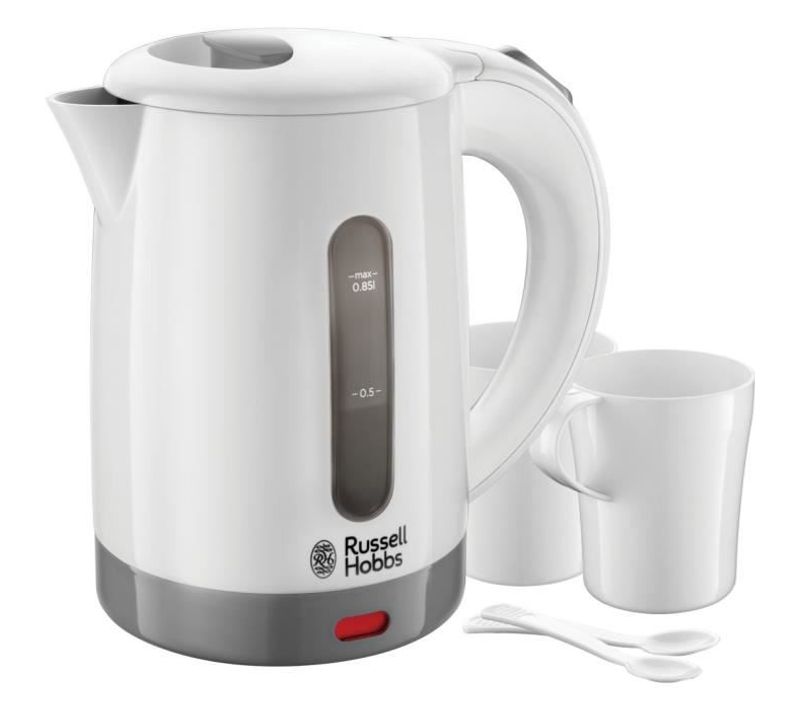 Bouilloire De Voyage 0,85l Travel 1000w, 2 Tasses Et Cuilleres Incluses
