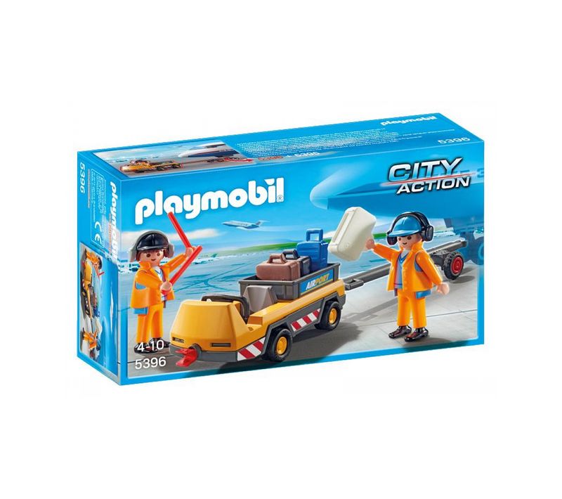 5396 Playmobil Agents Avec Tracteur à Bagages