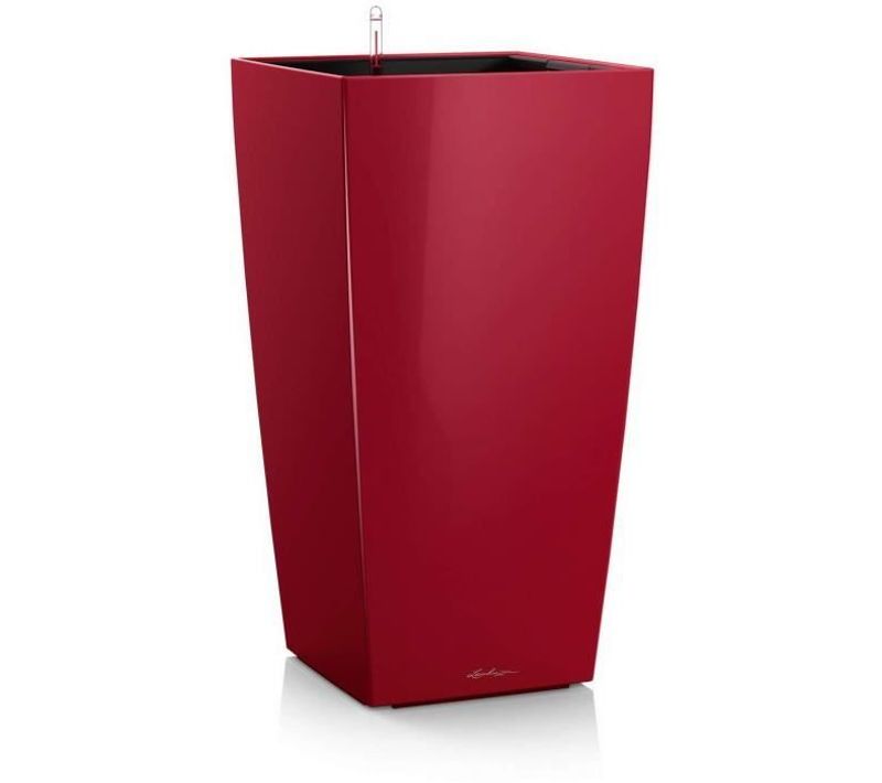 Pot De Fleur - Lec - Cubico Premium 40 - Rouge - Avec Réserve D'eau - Kit Complet