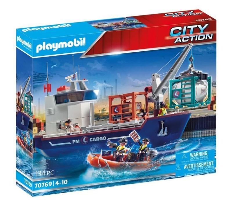 Grand Cargo Avec Bateau De Douaniers - 70769