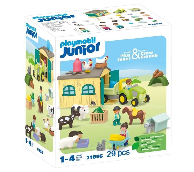 Ferme Junior Avec Tracteur, Remorque, Animaux Et 3 Personnages