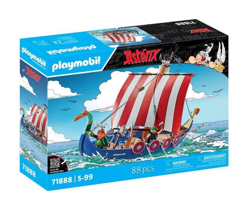 Bateau Des Pirates Astérix – 88 Pièces, 4 Figurines, Navire Viking 39×29×10 Cm