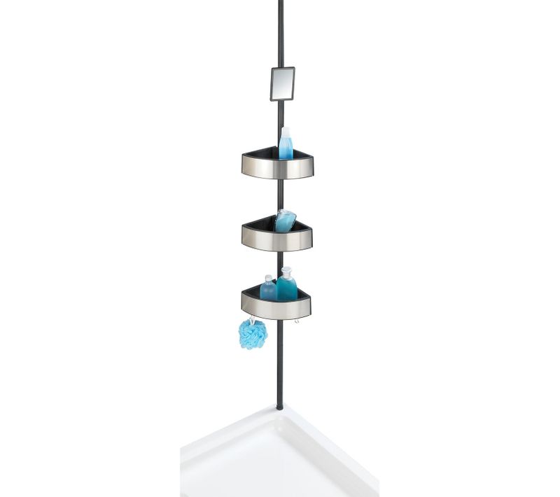 Etagère De Douche Extensible En Alu Premium Big - L. 27 X H. 70/260 Cm - Argent