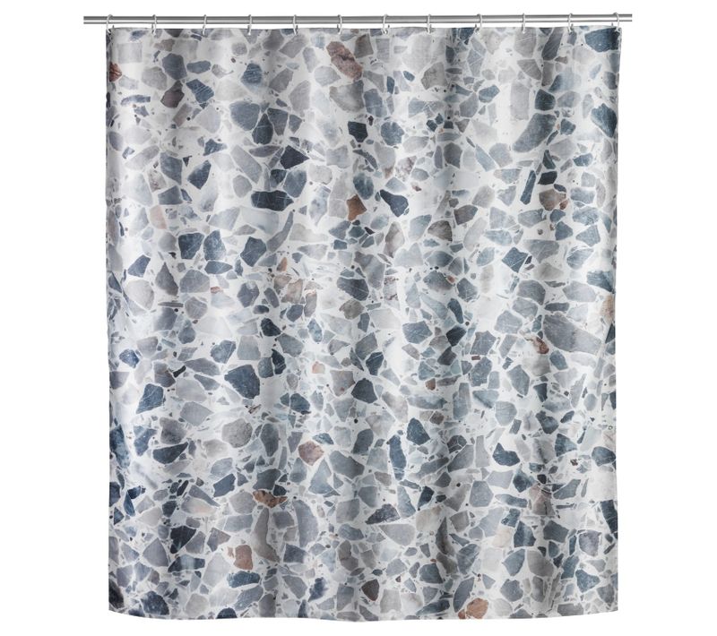 Rideau De Douche Design Terrazzo - Polyester - 180 X 200 Cm - Gris