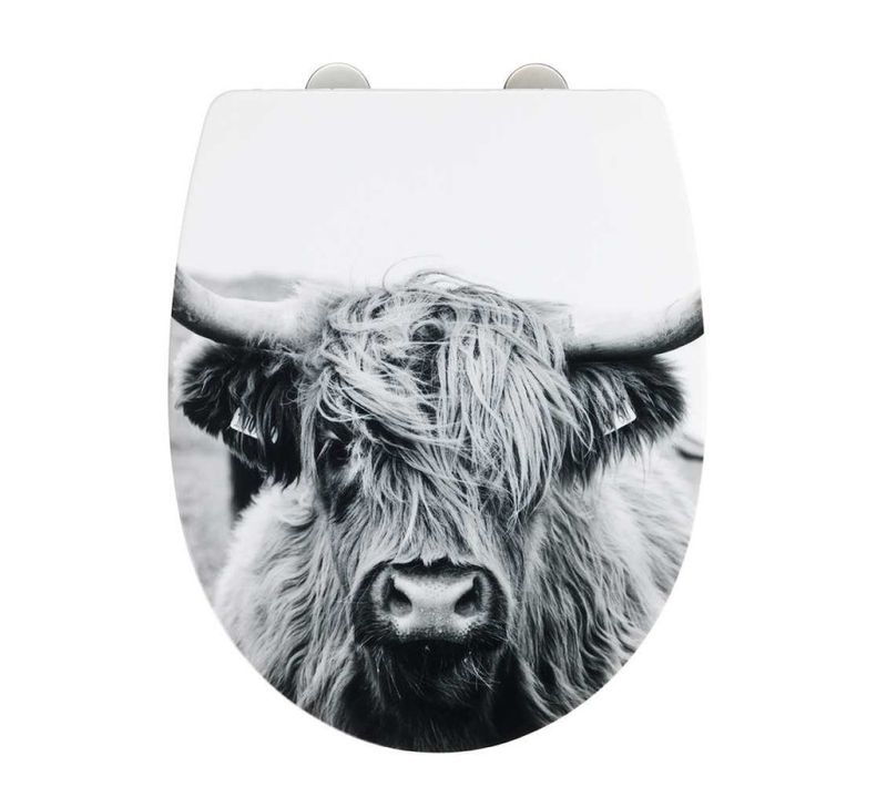 Abattant Wc En Thermoplastique Avec Motif "yack" - Noir Et Blanc - Universelle