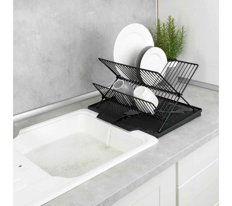 Égouttoir Vaisselle Wenko Nelia Noir Avec Tapis Égouttoir