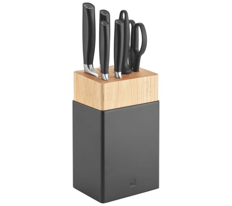 7-pcs, Bloc De Couteaux, Noir Mat