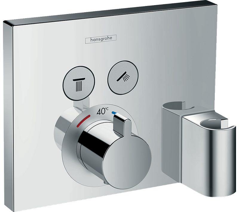 Facade Pour Mitigeur Thermostatique Encastré Avec 2 Fonctions, Fixfit Et Porter Chromé