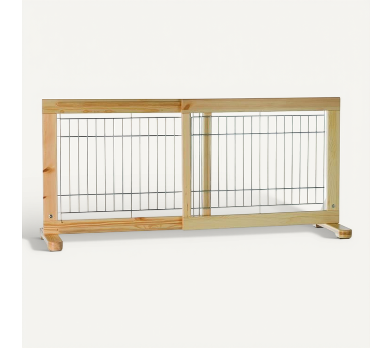 Barrière Pour Chiens - Bois De Bouleau Vernis - Ajustable 65-108 Cm